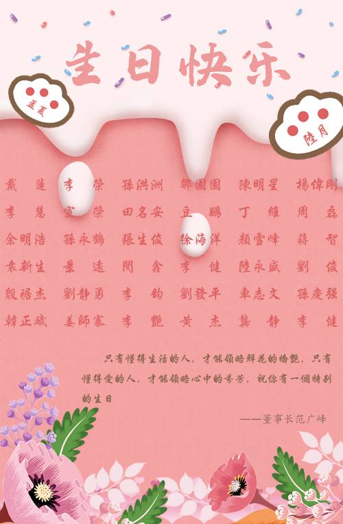【生日祝?！抗ё?月生日的員工生日快樂！