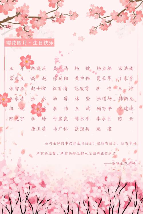【生日祝?！抗ё?月生日的員工生日快樂！